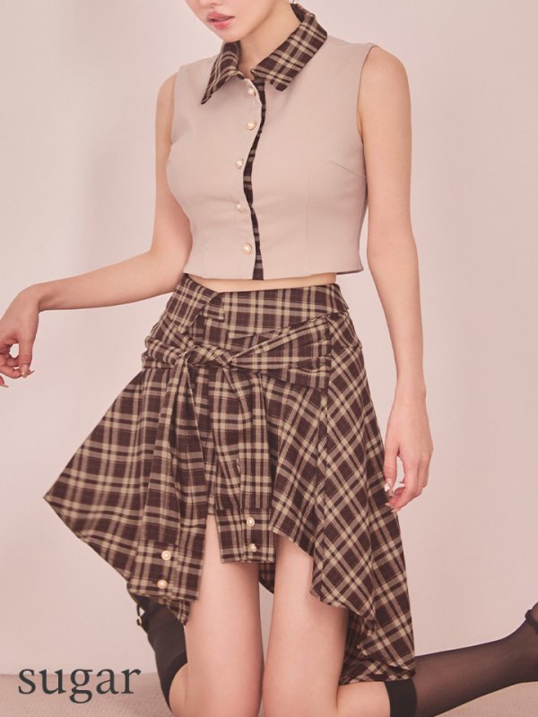 ベージュxブラウン モデル：ゆめ　身長：160cm　着用サイズ：Sサイズ