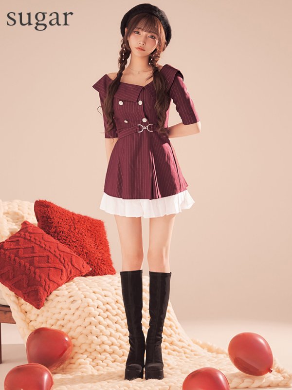 ワインレッド　モデル：まみ　身長：160cm　着用サイズ：Sサイズ