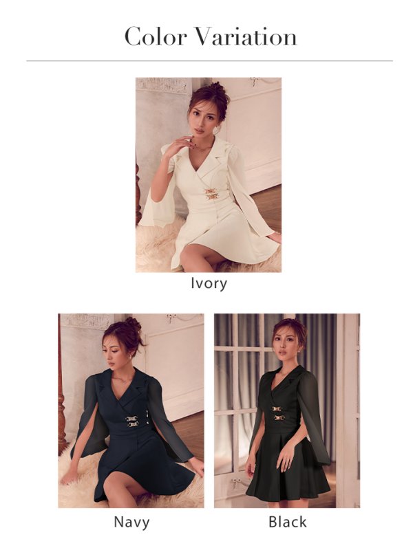 画像24: XSサイズあり【an /アン】襟付き/ 取り外し可能/ シンプル/ 2way/ ノースリーブ/ プリーツ/ フレア/ ロングスリーブ/ ミニドレス/ シースルー/ キャバドレス[OF05]