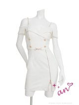 XSサイズあり【an /アン】ショルダーチェーン/ オフショル/ ダブルボタン/ スリットファスナー/ タイト/ ミニドレス/ キャバドレス[OF05]