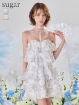 XSサイズあり【an/アン】リボンチョーカー付き/ シフォン/ ティアード/ 花柄/ フリル/ フレア/ Aライン/ ベア/ ミニドレス/ キャバドレス[OF05]