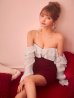 ベージュxワインレッド　モデル：まみ　身長：161cm　着用サイズ：Sサイズ