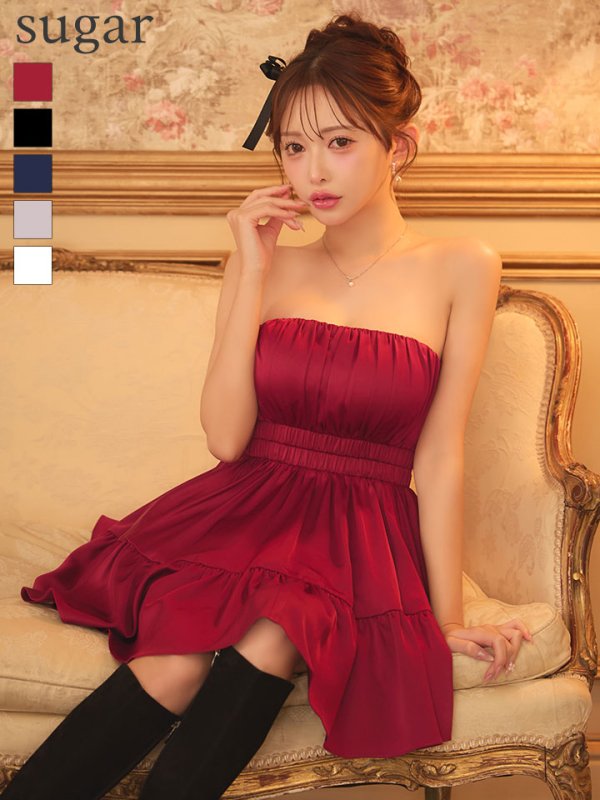 ワインレッド　モデル：りな　身長：160cm　着用サイズ：Sサイズ
