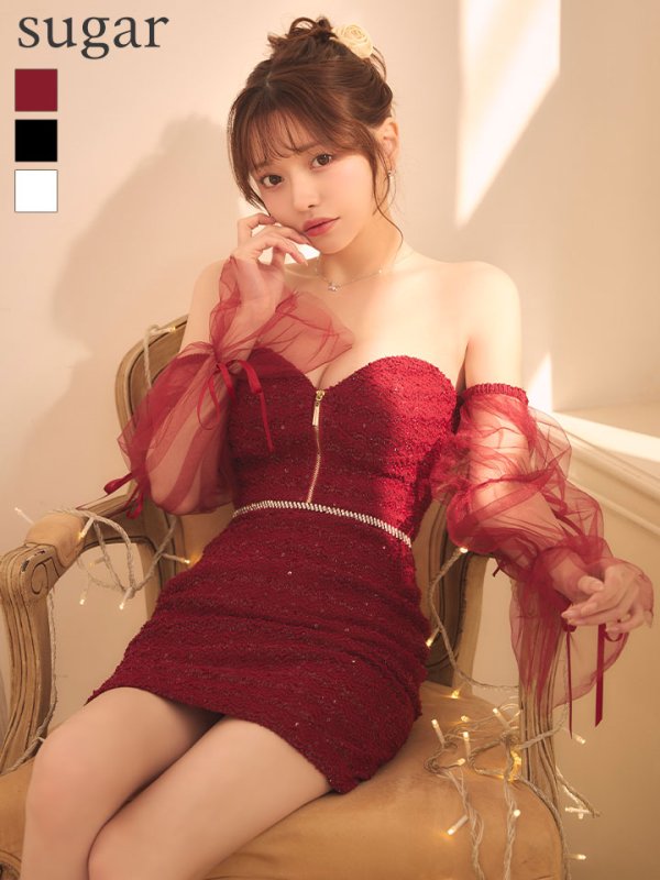 ワインレッド　モデル：羽澄まり　身長：158cm　着用サイズ：Sサイズ