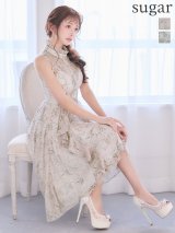 【予約商品/2月下旬発送予定】XSサイズあり【an /アン】フラワープリント/ ハイネック/ フリル/ テールカット/ ワンピース/ フレア/ ミディアムドレス/ キャバドレス[OF05]