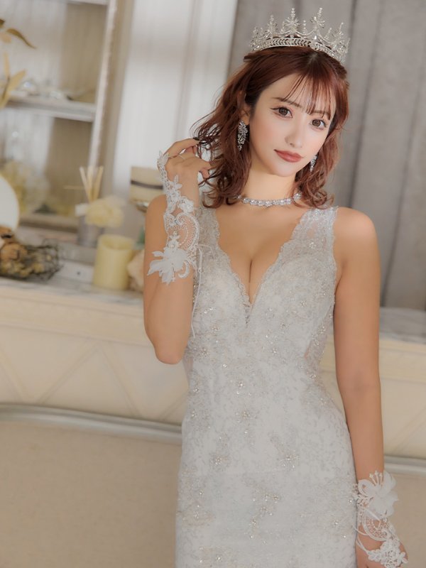 画像10: 【関西コレクション着用】【ANGEL R PREMIUM】ビジュー/ノースリーブ/ マーメイド/ ラメレース/ ロング/ キャバドレスlong[OF2]