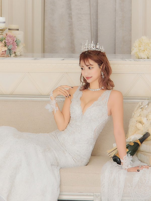 画像11: 【関西コレクション着用】【ANGEL R PREMIUM】ビジュー/ノースリーブ/ マーメイド/ ラメレース/ ロング/ キャバドレスlong[OF2]