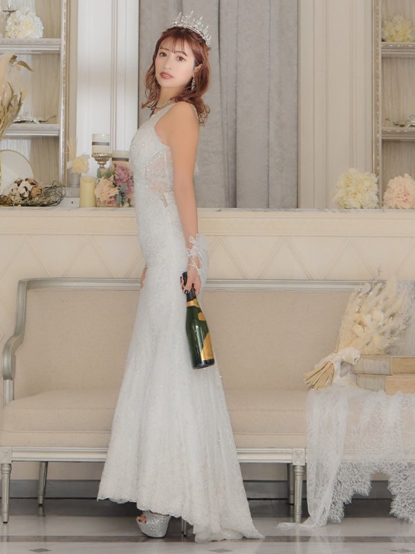 画像4: 【関西コレクション着用】【ANGEL R PREMIUM】ビジュー/ノースリーブ/ マーメイド/ ラメレース/ ロング/ キャバドレスlong[OF2]