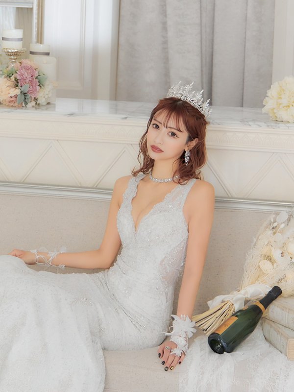 画像7: 【関西コレクション着用】【ANGEL R PREMIUM】ビジュー/ノースリーブ/ マーメイド/ ラメレース/ ロング/ キャバドレスlong[OF2]