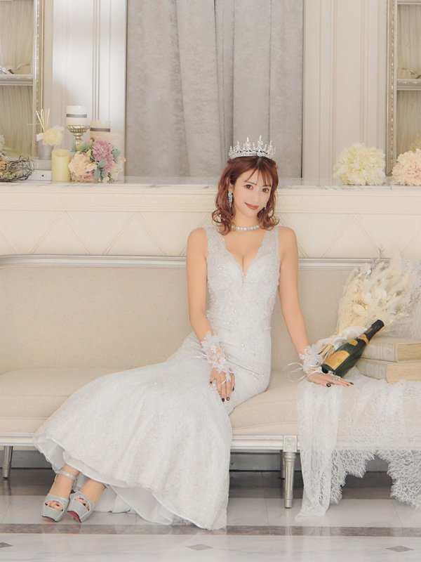 画像9: 【関西コレクション着用】【ANGEL R PREMIUM】ビジュー/ノースリーブ/ マーメイド/ ラメレース/ ロング/ キャバドレスlong[OF2]