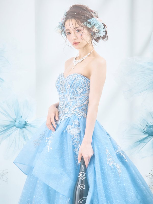 画像14: 【関西コレクション着用】【ANGEL R PREMIUM/エンジェルアールプレミアム】ベア/ ウェディング/ バースデー/ プリンセス/ フラワーレース/ スパンコールビジュー/ キャバドレスlong【HC03】