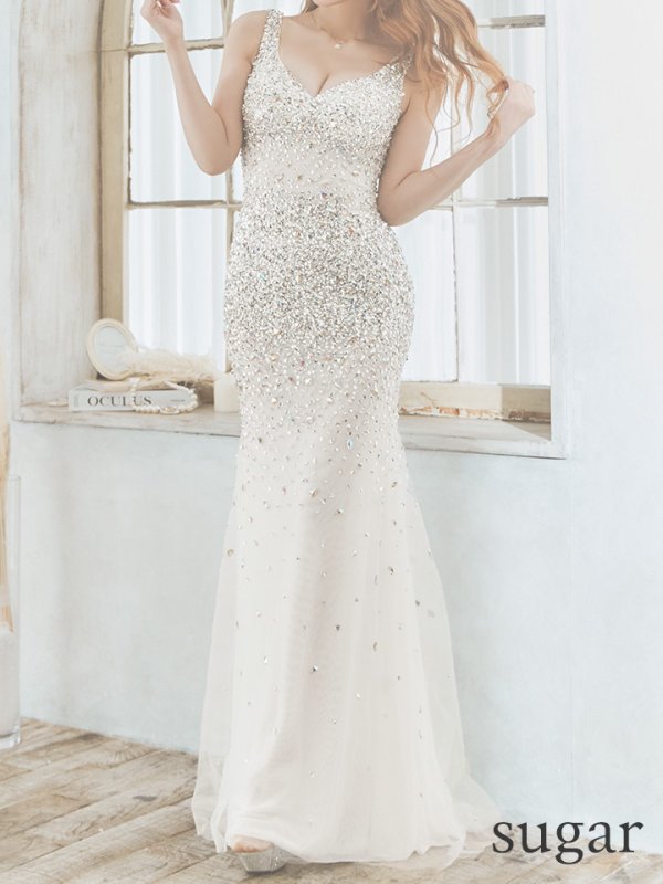 画像9: 【ANGEL R PREMIUM/エンジェルアールプレミアム】グラデーション/ スパンコールビジュー/ メッシュ/ ノースリーブ/ マーメイド/ ロング/ キャバドレスlong[OF2]