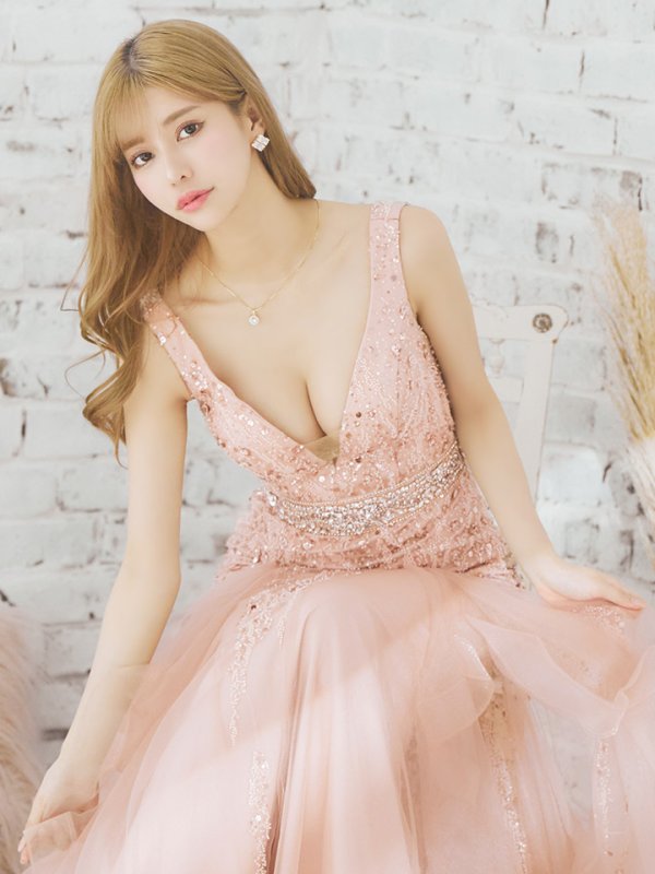 画像2: 【ANGEL R PREMIUM/エンジェルアールプレミアム】Vバスト/ スパンコール/ ウエストビジュー/ マーメイド/ ロング/ キャバドレス long[OF2]