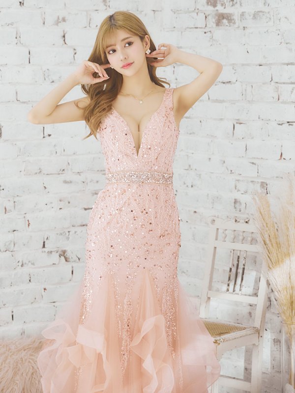 画像6: 【ANGEL R PREMIUM/エンジェルアールプレミアム】Vバスト/ スパンコール/ ウエストビジュー/ マーメイド/ ロング/ キャバドレス long[OF2]