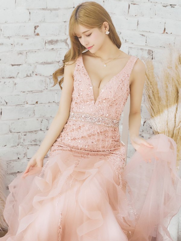 画像7: 【ANGEL R PREMIUM/エンジェルアールプレミアム】Vバスト/ スパンコール/ ウエストビジュー/ マーメイド/ ロング/ キャバドレス long[OF2]