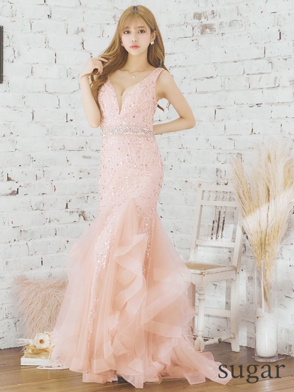 画像10: 【ANGEL R PREMIUM/エンジェルアールプレミアム】Vバスト/ スパンコール/ ウエストビジュー/ マーメイド/ ロング/ キャバドレス long[OF2]