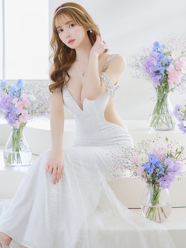 画像4: 【ANGEL R PREMIUM/エンジェルアールプレミアム】スパンコール/ レース/ オープンショルダー/ ビジュー/ マーメイド/ ロング/ キャバドレス long[OF2]