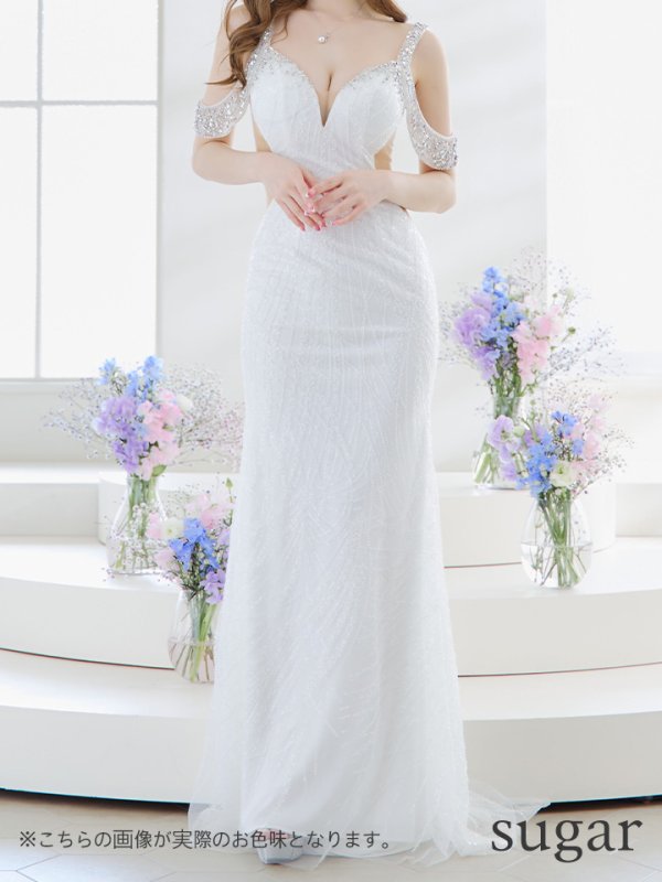 画像8: 【ANGEL R PREMIUM/エンジェルアールプレミアム】スパンコール/ レース/ オープンショルダー/ ビジュー/ マーメイド/ ロング/ キャバドレス long[OF2]