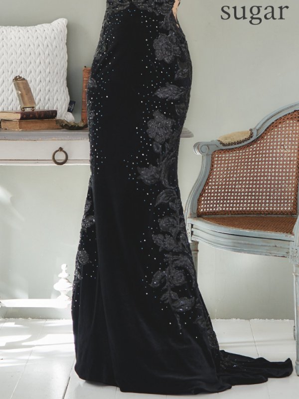 画像11: 【ANGEL R PREMIUM/エンジェルアールプレミアム】スパンコール刺繍/ サイドシアー/ ベルベット/ マーメイド/ ロングドレス/ キャバドレス long[OF2]