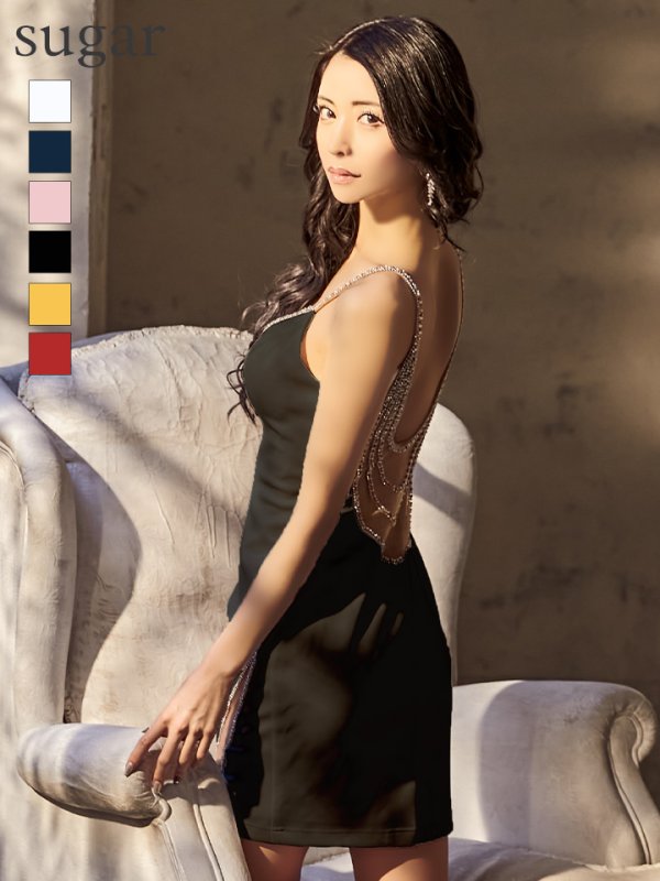 【Angel R/エンジェルアール】アシンメトリー/ ビジューショルダー/ タイトミニ/ ミニドレス/ キャバドレス/ブラック