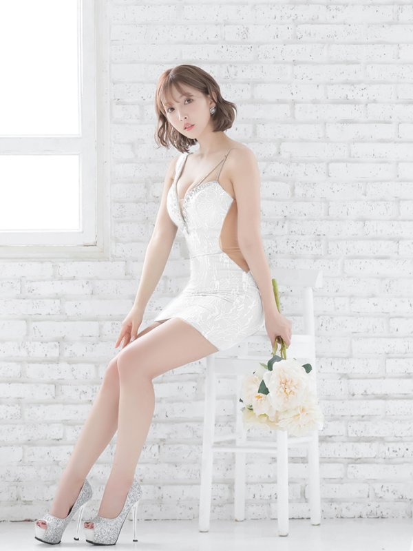 画像7: XSサイズあり【ANGEL R/エンジェルアール】フラワー刺繍/ アシンメトリー/ タイト/ ミニドレス/ キャバドレス[OF2]