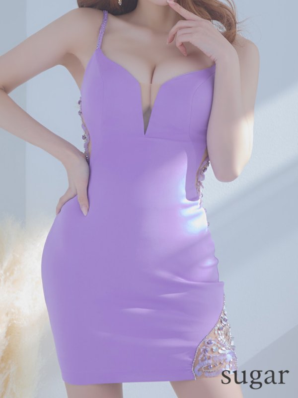 画像28: sugar x ARコラボカラーあり!!【ANGEL R/エンジェルアール】フロントビジュー/ メッシュ/ タイト/ ミニドレス/ キャバドレス[OF2]