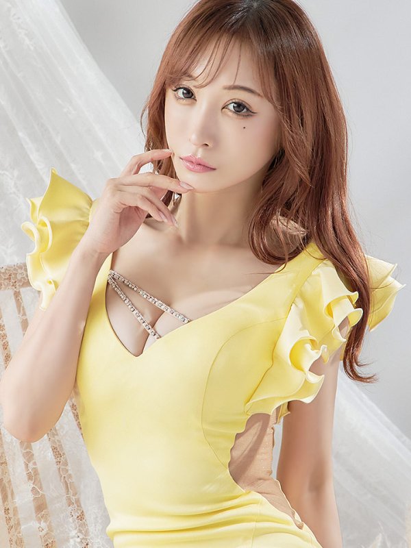 画像5: XSサイズあり【ANGEL R/エンジェルアール】フリルスリーブ/ バストビジュー/ タイト/ ミニドレス/ キャバドレス[OF2]