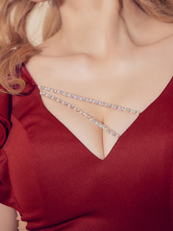 画像16: XSサイズあり【ANGEL R/エンジェルアール】フリルスリーブ/ バストビジュー/ タイト/ ミニドレス/ キャバドレス[OF2]