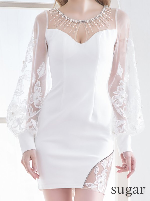 画像18: 【ANGEL R/エンジェルアール】フラワーレース/ ワイドスリーブ/ タイト/ ミニドレス/ キャバドレス[OF2]