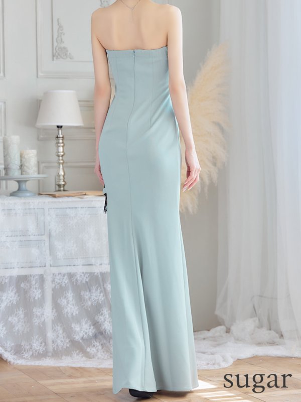 画像9: 【ANGEL R/エンジェルアール】スリット/ レースデザイン/ タイト/ ロングドレス/ キャバドレス long グレー[OF2]