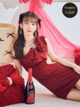 【なつき/関西コレクション着用】XSサイズあり【ANGEL R/エンジェルアール】ワンショル/ リボン/ ビジュー/シアー/ タイト/ ミニ/ キャバドレス[OF2]