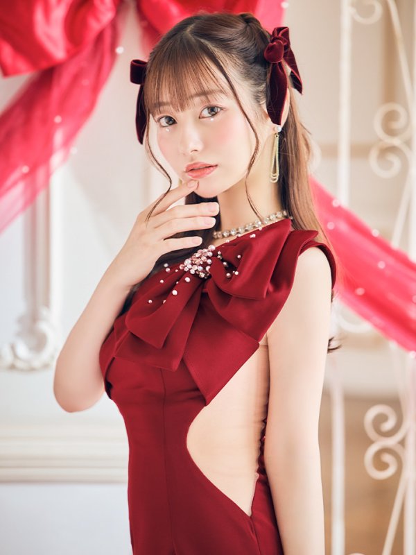 画像26: 【なつき/関西コレクション着用】XSサイズあり【ANGEL R/エンジェルアール】ワンショル/ リボン/ ビジュー/シアー/ タイト/ ミニ/ キャバドレス[OF2]