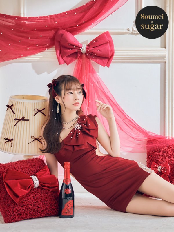 画像17: 【なつき/関西コレクション着用】XSサイズあり【ANGEL R/エンジェルアール】ワンショル/ リボン/ ビジュー/シアー/ タイト/ ミニ/ キャバドレス[OF2]