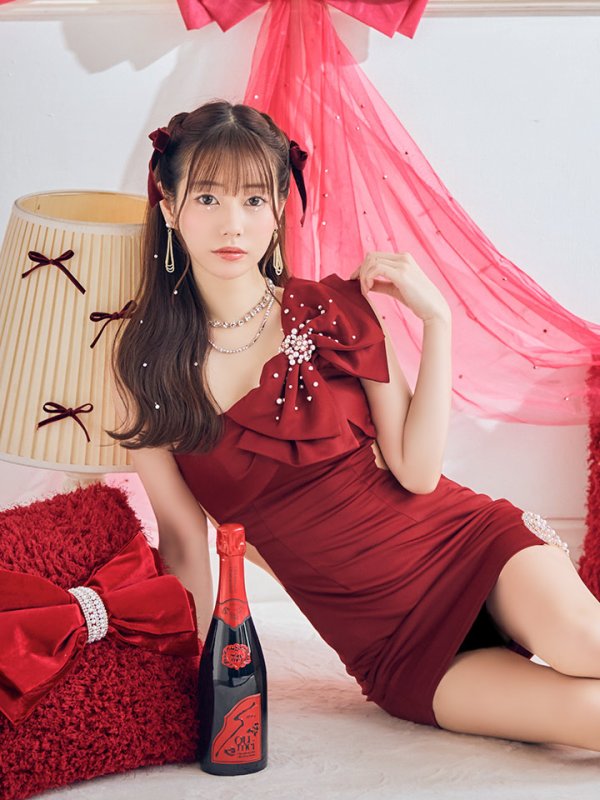 画像19: 【なつき/関西コレクション着用】XSサイズあり【ANGEL R/エンジェルアール】ワンショル/ リボン/ ビジュー/シアー/ タイト/ ミニ/ キャバドレス[OF2]