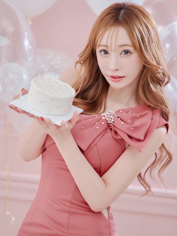 画像21: XSサイズあり【ANGEL R/エンジェルアール】ワンショル/ リボン/ ビジュー/シアー/ タイト/ ミニ/ キャバドレス[OF2]