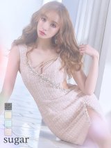 XSサイズあり!!【ANGEL R/エンジェルアール】ツイード/ アシンメトリー/ ビジュー/ キャミソール/ タイト/ ミニドレス/ キャバドレス[OF2]