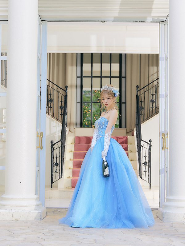 画像7: 【みゆう / 関西コレクション着用】【ANGEL R/エンジェルアール】ベア/ プリンセス/ ラメ/ ロング/ キャバドレスlong[OF2]