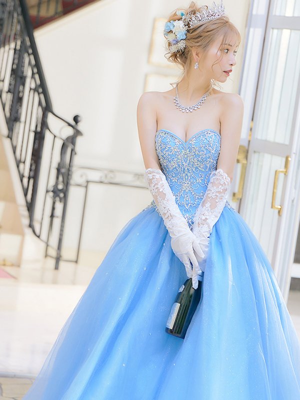 画像8: 【みゆう / 関西コレクション着用】【ANGEL R/エンジェルアール】ベア/ プリンセス/ ラメ/ ロング/ キャバドレスlong[OF2]