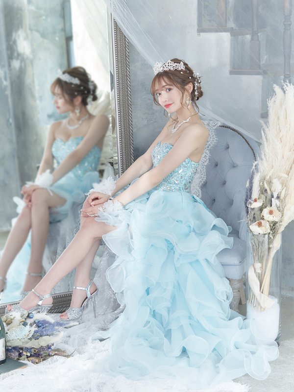 画像6: 【関西コレクション着用】【ANGEL R/エンジェルアール】【17color】ビジュー/ ベア/ ショートinロング/ プリンセス / キャバドレス long[OF2]