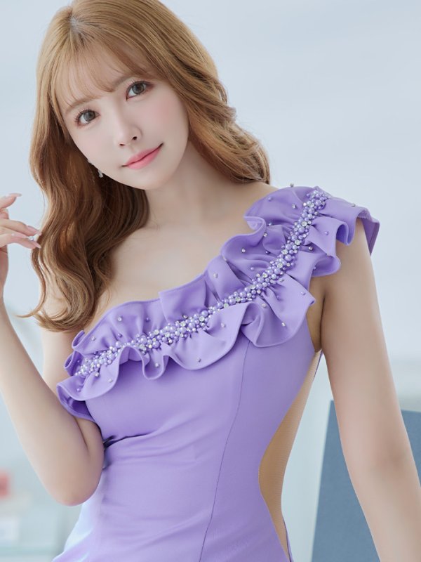 画像9: XSサイズあり【ANGEL R/エンジェルアール】ワンショル/ ギャザーパールビジューワンショルダー/ シアー/ タイト/ ミニドレス/ キャバドレス[OF2]