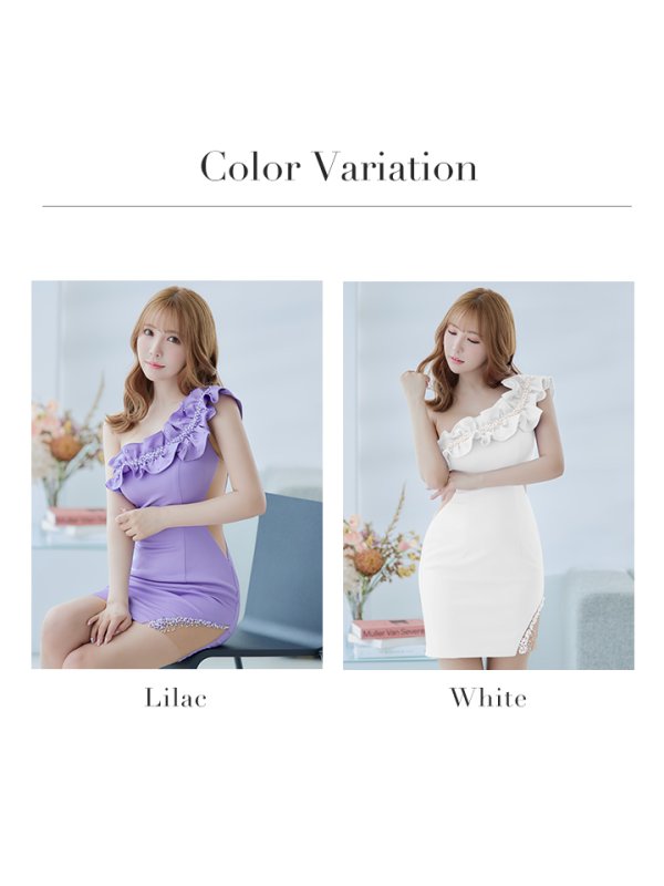 画像36: XSサイズあり【ANGEL R/エンジェルアール】ワンショル/ ギャザーパールビジューワンショルダー/ シアー/ タイト/ ミニドレス/ キャバドレス[OF2]