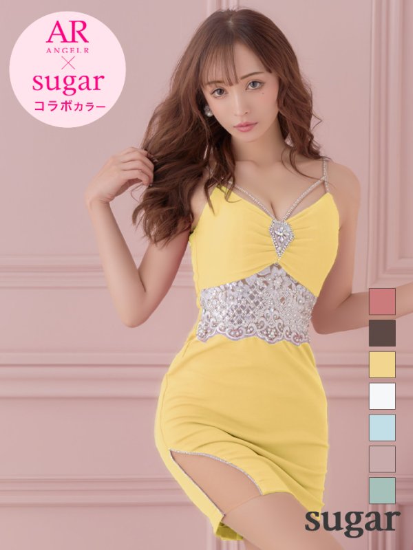 画像2: sugarオリジナルカラーあり☆XSサイズあり【ANGEL R/エンジェルアール】 キャミソール/ ウエストレース/ パール/ ビジュー/ タイト/ ミニドレス/ キャバドレス[OF2]
