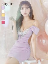 再入荷♪【Angel R/エンジェルアール】3WAYショルダー/ オフショルダー/ ワンカラー/ バストフラワーパールビジュー/ タイト/ ミニドレス/ キャバドレス