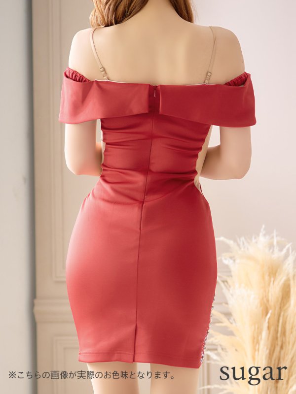 画像32: XSサイズあり【ANGEL R/エンジェルアール】3WAYショルダー/ オフショルダー/ ワンカラー/ バストフラワーパールビジュー/ タイト/ ミニドレス/ キャバドレス[OF2]