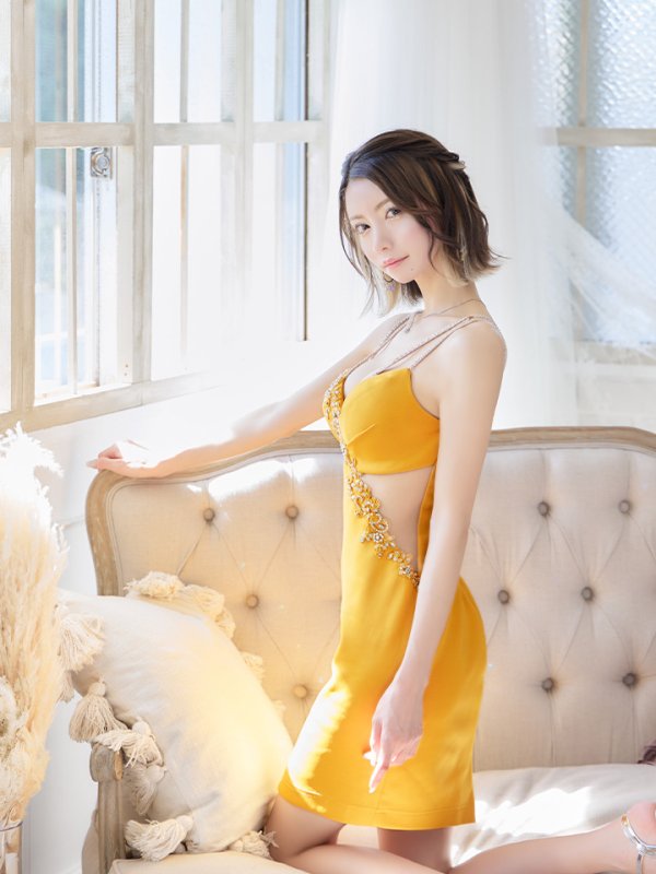 画像6: XSサイズあり【ANGEL R/エンジェルアール】アシンメトリー/ フラワーパールビジュー/ ショルダービジ/ タイト/ ミニドレス/ キャバドレス[OF2]