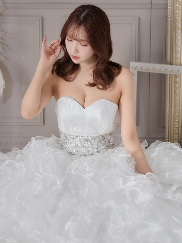 画像9: 【ANGEL R/エンジェルアール】ベア/ ウェディング/ バースデー/ プリンセス/ アッパーギャザービジュー/ フリル/ ロングドレス/ キャバドレス long[OF2]