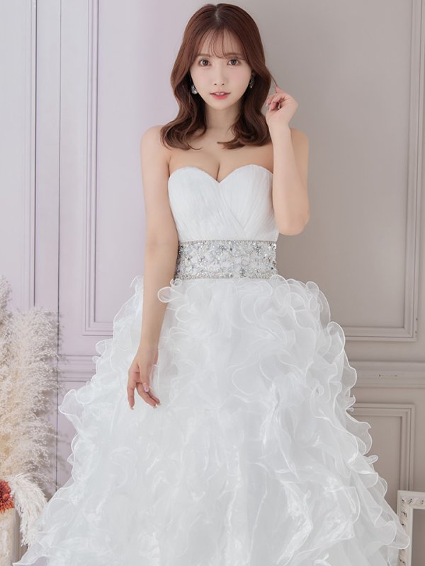 画像10: 【ANGEL R/エンジェルアール】ベア/ ウェディング/ バースデー/ プリンセス/ アッパーギャザービジュー/ フリル/ ロングドレス/ キャバドレス long[OF2]