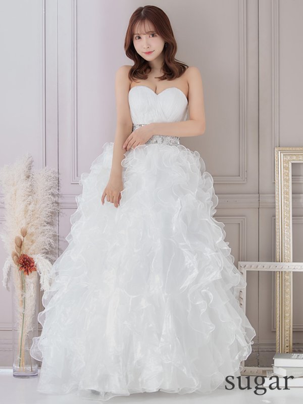 画像11: 【ANGEL R/エンジェルアール】ベア/ ウェディング/ バースデー/ プリンセス/ アッパーギャザービジュー/ フリル/ ロングドレス/ キャバドレス long[OF2]