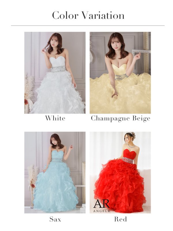 画像28: 【ANGEL R/エンジェルアール】ベア/ ウェディング/ バースデー/ プリンセス/ アッパーギャザービジュー/ フリル/ ロングドレス/ キャバドレス long[OF2]