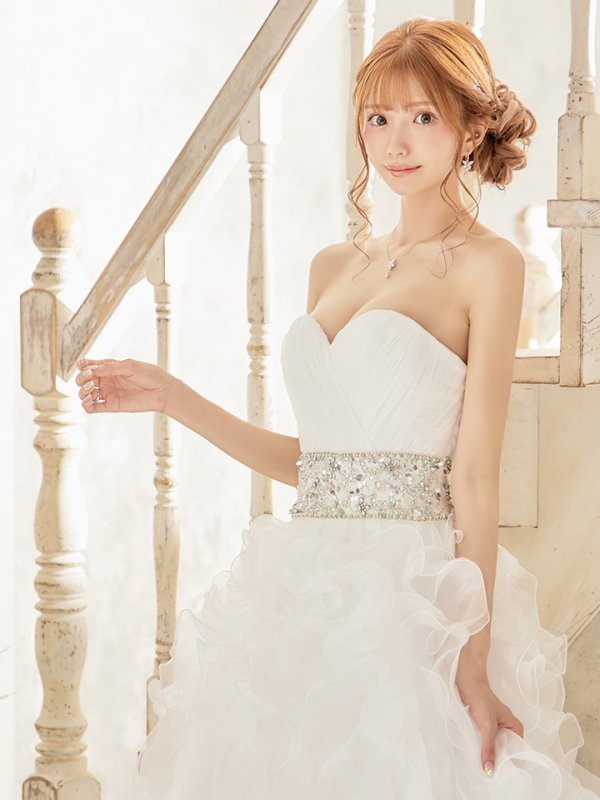 画像19: 【ANGEL R/エンジェルアール】ベア/ ウェディング/ バースデー/ プリンセス/ アッパーギャザービジュー/ フリル/ ロングドレス/ キャバドレス long[OF2]